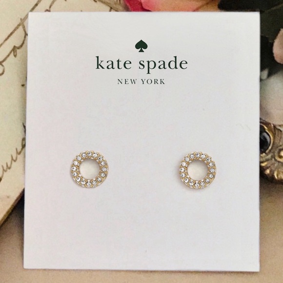 KATE SPADE • Gold Open Circle Crystal Earrings - Picture 3 of 3